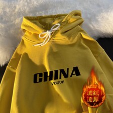 WY2001-P35加绒款-P40纯棉连帽卫衣男大码运动帽衫宽松薄外套男,男装卫衣,电商A040