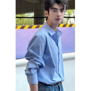 【有货】DC23-P30潮流慵懒百搭新款日系天蓝色衬衫男长袖痞帅图片