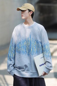！秋季上衣男圆领卫衣男装港风长袖t恤男外套男W102-P33图片