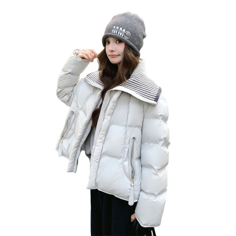 【档口现货】浅灰色毛线大翻领休闲棉服2C233-830-P235-K349,女装棉衣/棉服,2C233