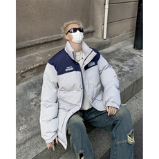 D8222-P88拼色棉衣男外套冬季日系潮牌复古加厚棉袄宽松男士棉服，男装棉衣，星座603-2