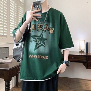 25151-特P40夏季休闲时尚T恤男短袖打底衫青少年圆领印花短袖图片