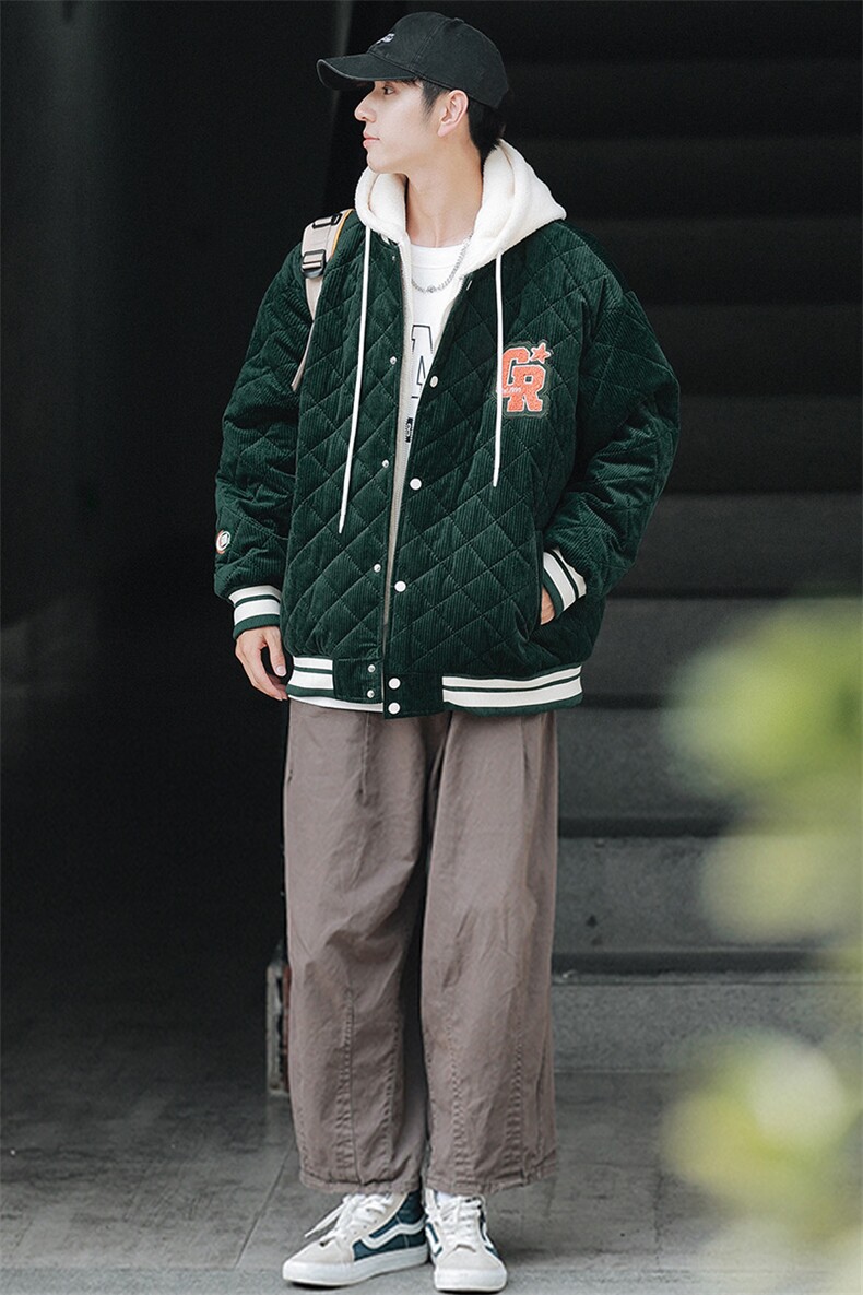 冬款青少年简约毛巾绣棉服假两件连帽外套男士8135-P140控价178,男装棉衣,电商A441-1