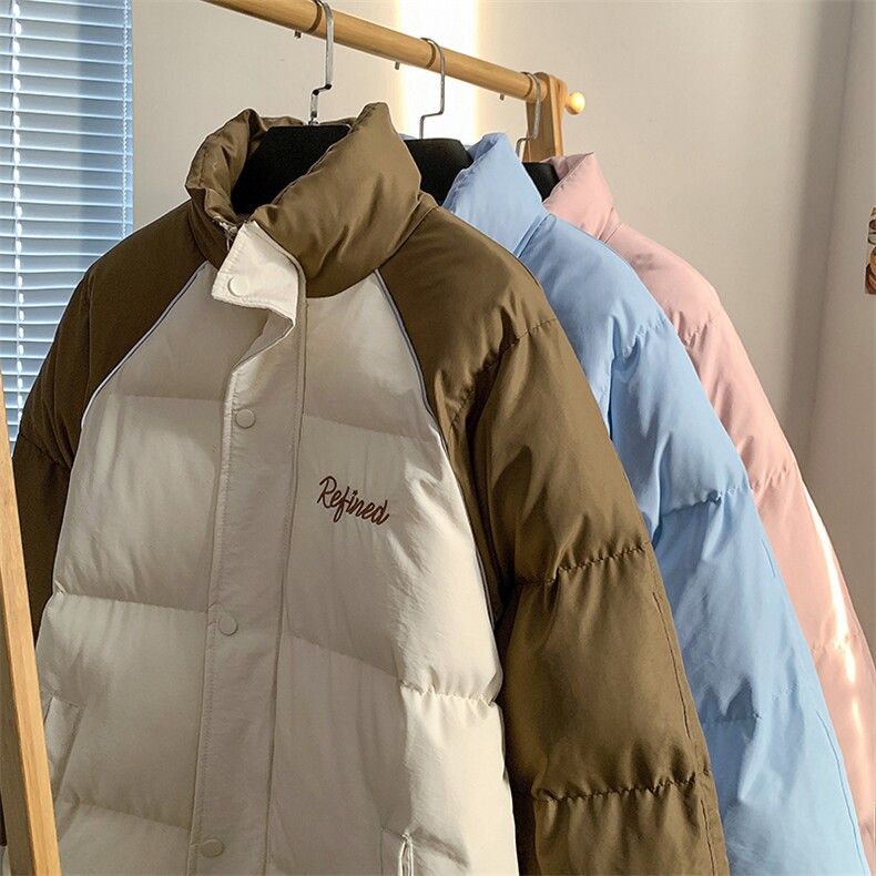 EQ356冬季拼接撞色棉服外套男女情侣装面包服棉衣2024新款,男装棉衣,电商C306-1