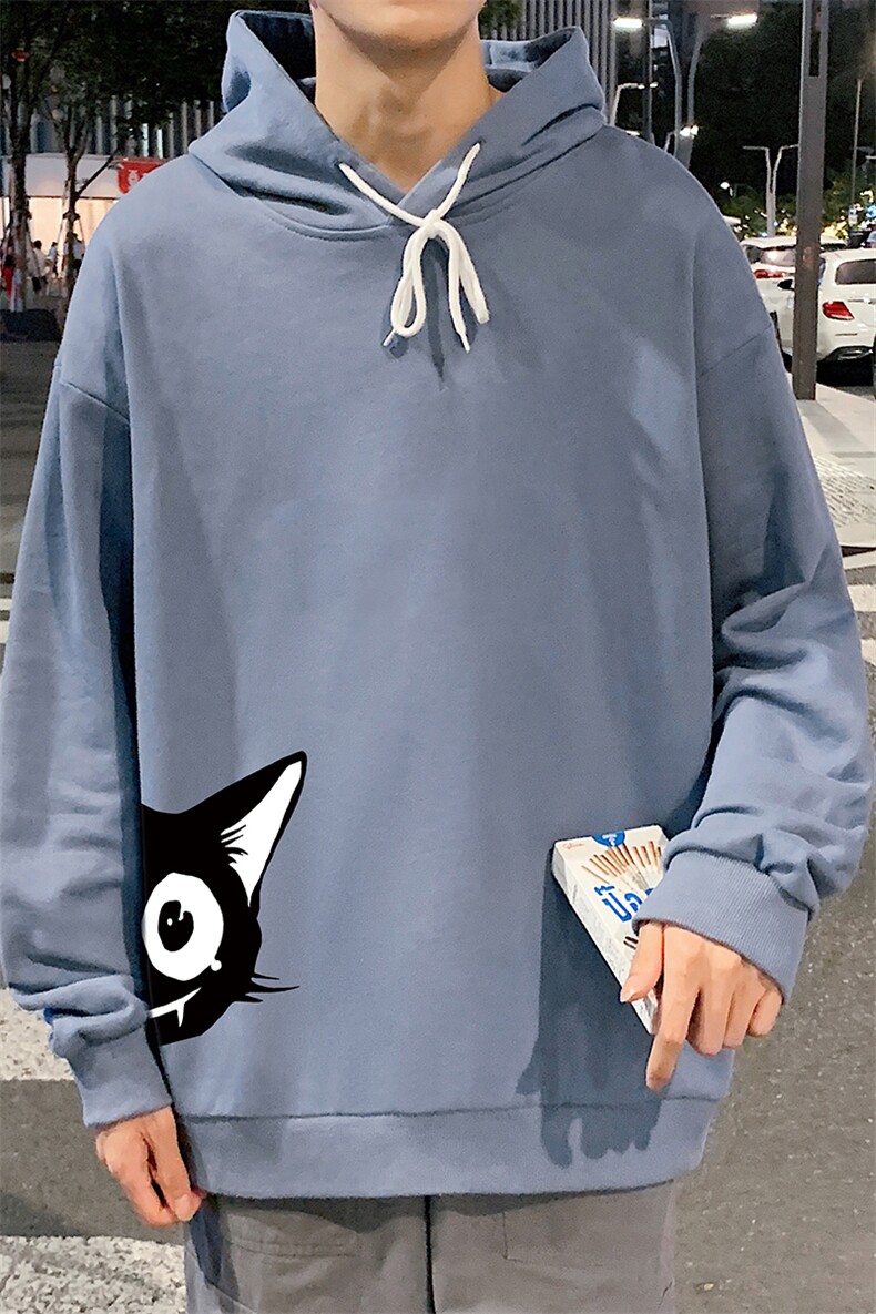 WY2035-P35加绒款-P40纯棉连帽卫衣男大码运动帽衫宽松薄外套男,男装卫衣,电商A040