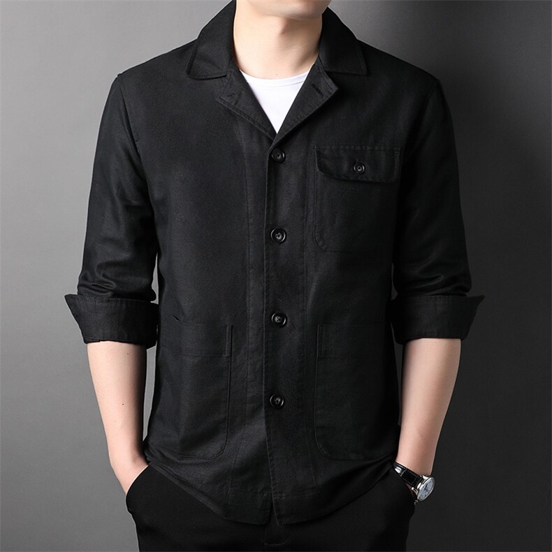 F82305钱塘2020-1春夏新款高品质男装亚麻衬衫时尚男士外套P165,男装衬衫,钱塘207-1