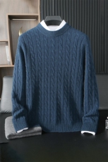 男士秋冬季新款舒适时尚七针扭花圆领羊绒衫，男装羊绒套衫，台绒羊绒