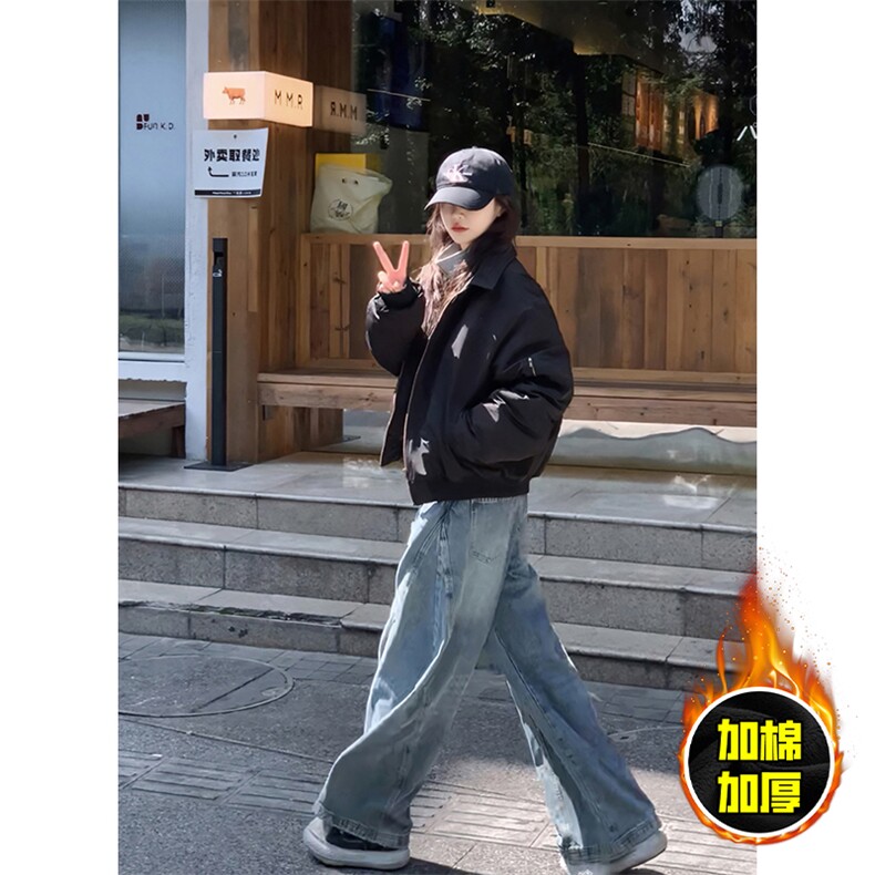 现货秋冬季美拉德立领飞行立领夹克boxy棉衣美式高街加厚加棉外套,男装夹克,电商A486-1