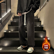 牛仔裤男款秋冬季美式复古休闲裤子加绒加厚直筒裤XK66239J-P55，男装牛仔裤，电商A042