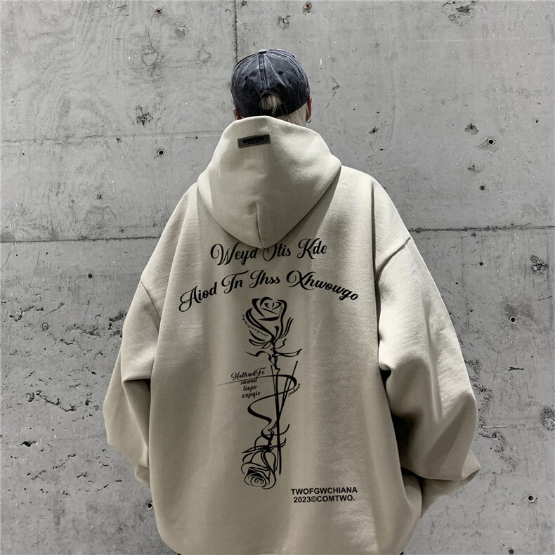供抖音丶重磅高品棉350克排扣连帽玫瑰花卫衣LW6126-特p58控78,男装卫衣,星座508（原C305）