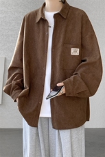 衬衫男秋季新款港风宽松大码灯芯绒长袖衬衣CS025-P38，男装衬衫，星座214-3