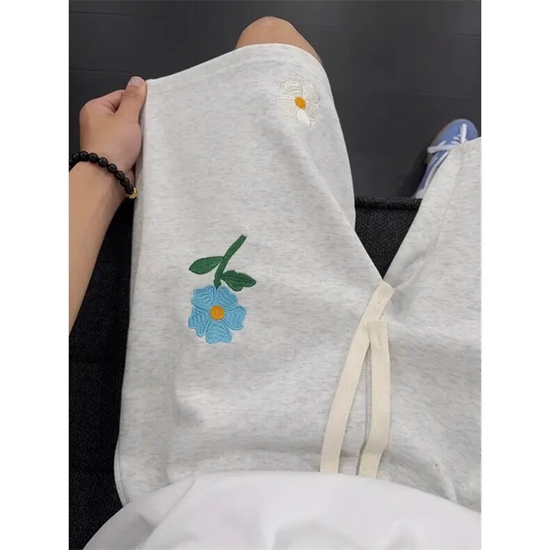 夏季潮牌小花五分裤子男款设计感小众大码宽松运动休闲短裤,男装牛仔裤,四季星座505