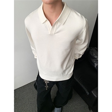 秋季新款老钱风翻领针织衫毛衣男款POLO领打底衫外套MK76-P45，男装Polo衫，星座610B-1