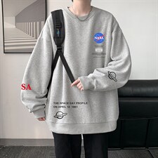 NASA圆领卫衣男大码加厚加绒长袖t恤男S6243-P28加绒款-P33，男装卫衣，电商A040