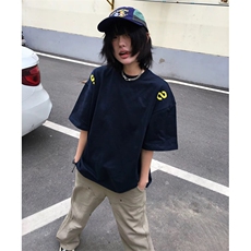万针全刺绣工艺抖音得物高品质260克重磅纯棉双纱美式高街短袖T恤，男装T恤，电商A486