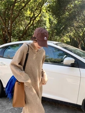 羊毛衫女秋冬宽松内搭外穿连帽纯色针织衫连衣裙，女装连衣裙，思途羊绒