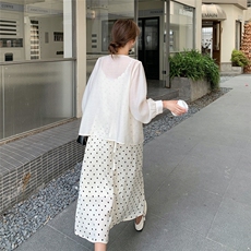 【新款】波点吊带裙+防晒衬衫两件套装T55-P140K208，女装套装/套裙，2C272