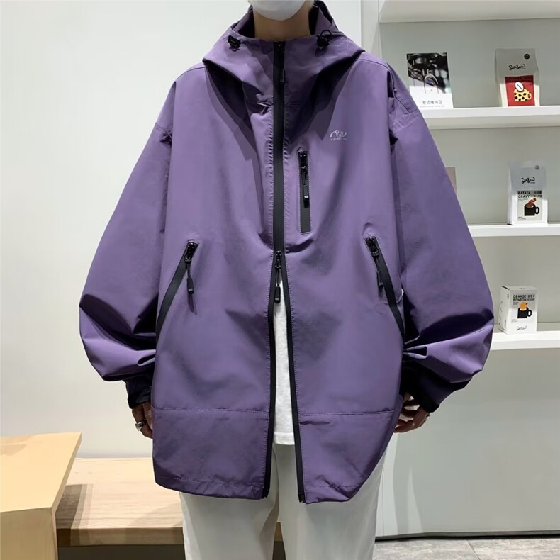 美式冲锋衣夹克男韩版潮流连帽帅气2024冬季新款ins外套W5421-P60,男装夹克,星座412-2