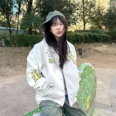 文艺简约日系气质新款流行ins百搭慵懒刺绣双层棒球服时尚潮流，男装夹克，星座506A