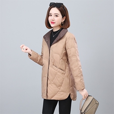 2023年冬季时尚宽松前短后长羽绒服，女装羽绒服，依恋蒂丝