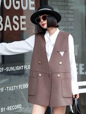 2022新款洋气三角标欧范儿羊毛双面呢马甲，女装马甲，L·H·X