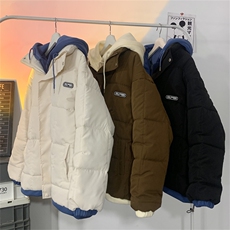 假两件服男冬季潮牌宽松连帽衣韩版休闲情侣外套W6545-P88，男装棉衣，星座512-3