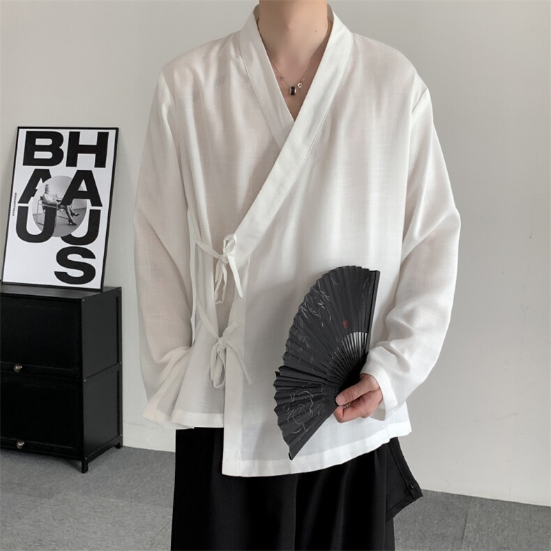 新中式交领太极服里衣汉服练功打底衫汉服中衣男女内搭风上衣,男装T恤,星座909