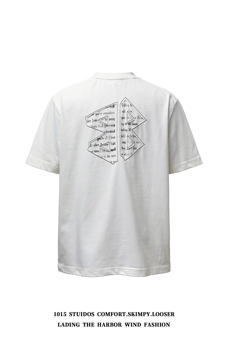 重磅洗水做旧设计感贴布拼接宽松情侣短袖T恤1015-T612-P79,男装T恤,四季星座1015