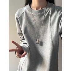 抖音得物高品质美式高街重磅曼巴棉cleanfit螺纹拼接卫衣长袖T恤，男装T恤，电商A486-1