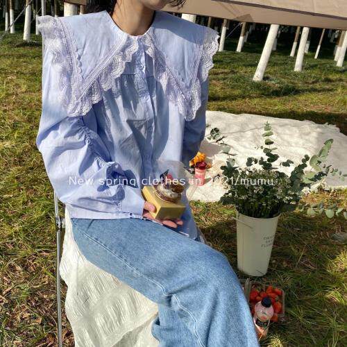 大翻领纯色衬衣，女装，Mu Mu