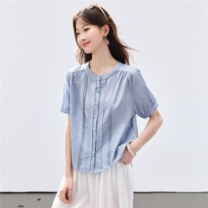现货2026夏装新款休闲凉爽透气女士上衣衬衣衬衫图片