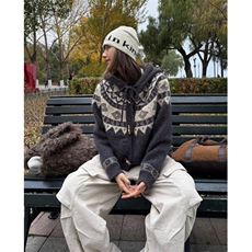 灰色牛角扣连帽毛衣外套女秋冬季加厚宽松慵懒针织开衫MY448，男装针织衫/毛衣，星座1116A（原606A-3）