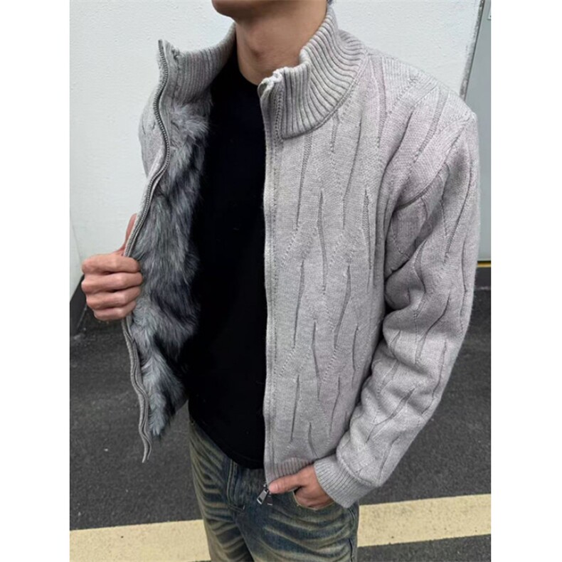 荆刺绞花立领加绒毛衣男款秋冬重磅开衫针织衫座山雕外套MS503,男装针织衫/毛衣,星座1116A（原606A-3）