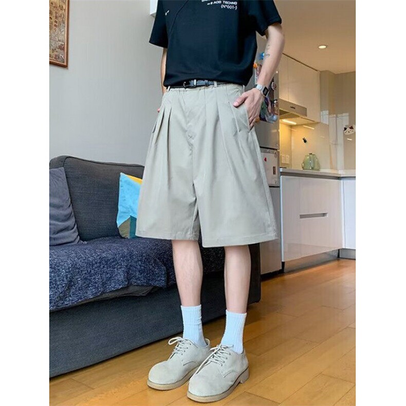五分裤2025夏季宽松百搭马裤直筒西裤打褶松紧阔腿短裤子K601,男装西裤,星座1116A（原606A-3）
