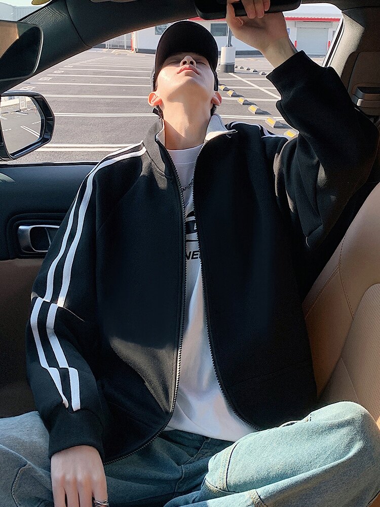 H215美式重磅卫衣男士2025春季新款立领拉链开衫运动外套休闲上衣,男装卫衣,星座304A-1