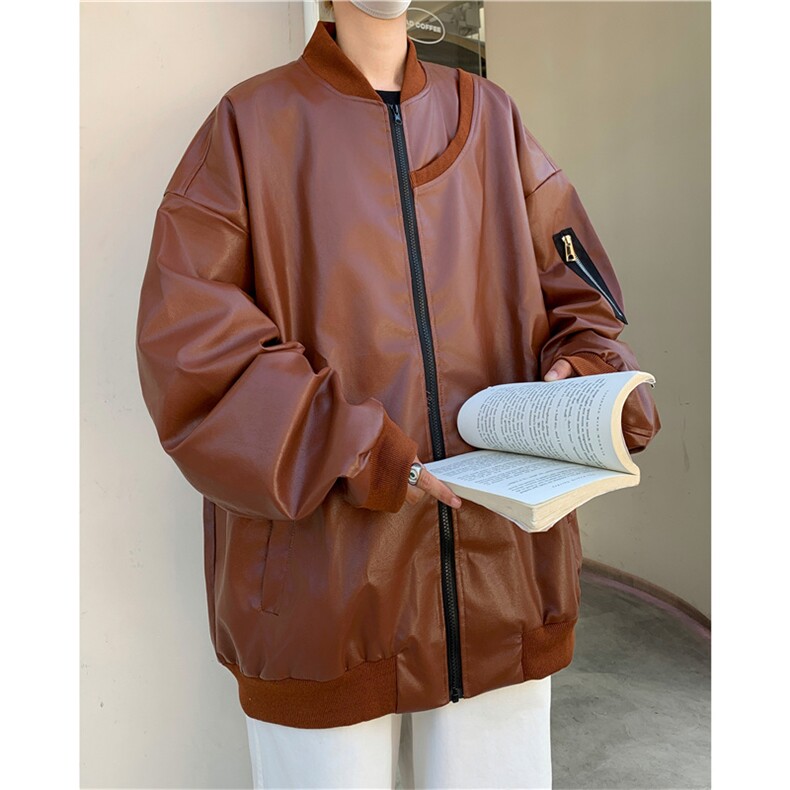 美式机车皮衣外套男秋季oversize高级感潮牌夹克棒球服W7866-P65,男装夹克,星座512-4