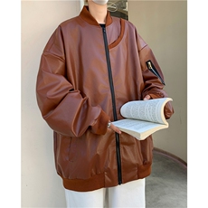 美式机车皮衣外套男秋季oversize高级感潮牌夹克棒球服W7866-P65，男装夹克，星座512-4