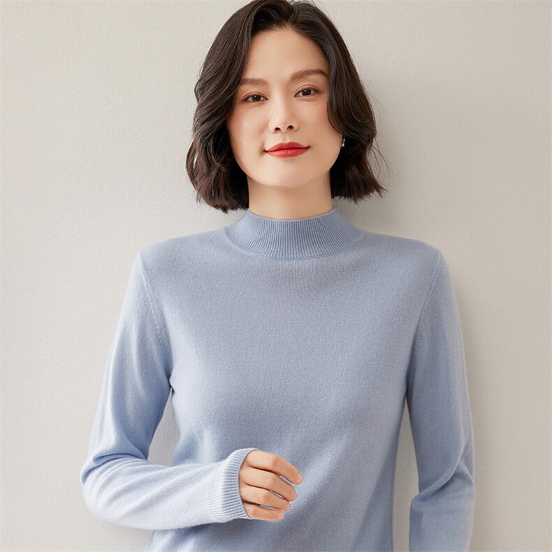 半高领羊绒衫女秋冬新款羊绒毛衣宽松针织衫打底衫北欧轻奢款内搭,女装羊绒衫,德尔信羊绒