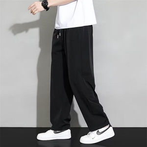四季现货2025夏季新款青少年男士纯色冰丝垂感大码九分裤K30-P13图片