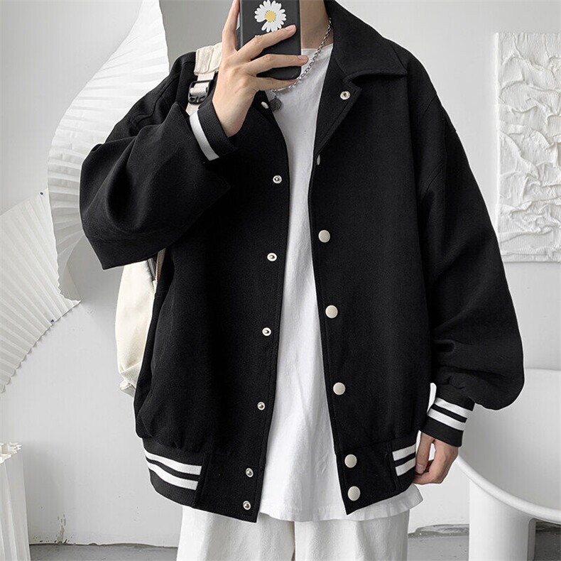 卡其色美式复古翻领棒球服男韩版宽松夹克外套男JK702-P105,男装夹克,电商B289