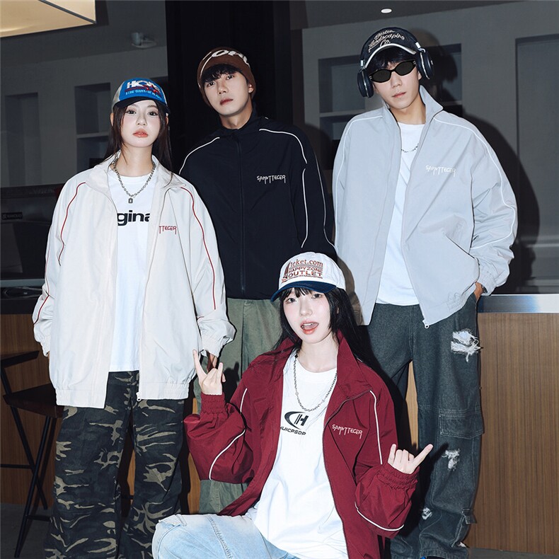 特批2025港风多模字母小印花立领防水夹克外套F352P65控98，男装夹克，电商A247