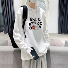 新款百搭日系ins简约纯棉长袖T恤原宿文艺流行卫衣T132-P30网络图，男装T恤，电商B245