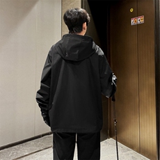 春季冲锋衣男大码男士防水夹克潮流连帽外套纯色A266-JK8018-P45，男装夹克，电商A266