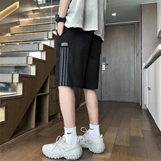 夏季薄款速干短裤潮牌条纹撞色百搭沙滩休闲运动短裤，男装牛仔裤，星座410-7
