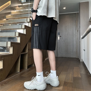 夏季薄款速干短裤潮牌条纹撞色百搭沙滩休闲运动短裤图片