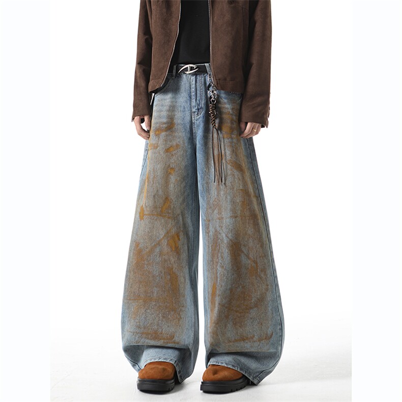 809B!新春现货美式弯刀油漆宽松牛仔裤809B-613-P48,男装牛仔裤,星座809B（原星座805）