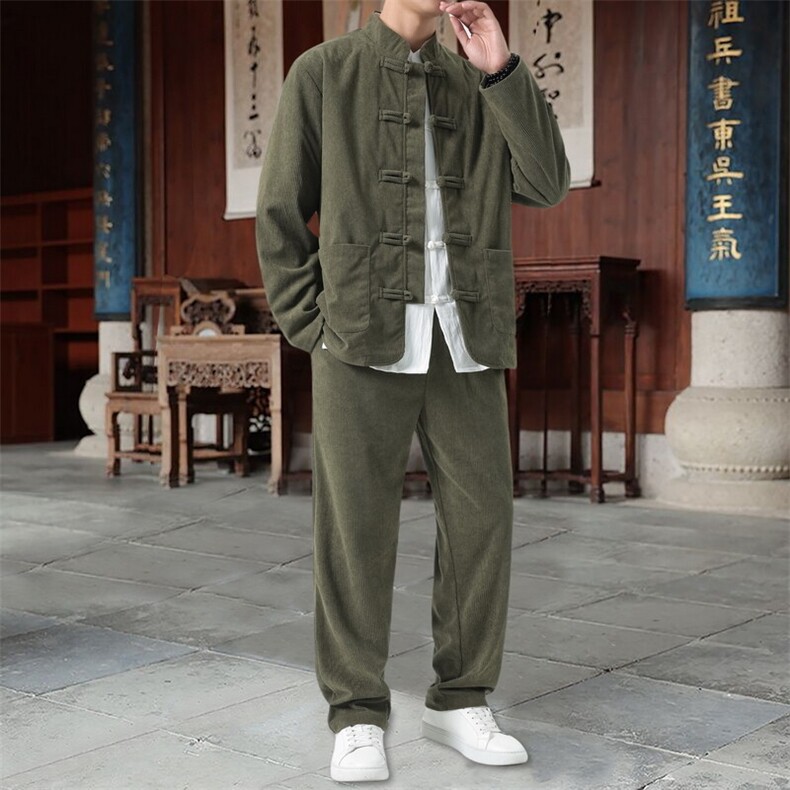 男士外套灯芯绒夹克套装盘扣立领风XZ1512-2501套装-P110,男装夹克,星座1512