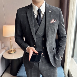 主推男士英伦风西装单排扣三件套尖领商务西服KTZ1834-P330图片