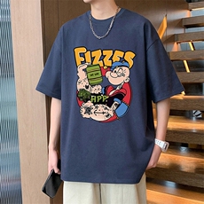 T857大码宽松纯棉运动圆领体恤衫oversize短袖T恤男重磅T，男装T恤，星座304A-1