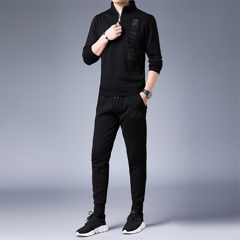 SA8660-2钱塘2020-2中年男士冬季厚款时尚休闲简约卫衣套装P147,男装休闲套装,钱塘207-2